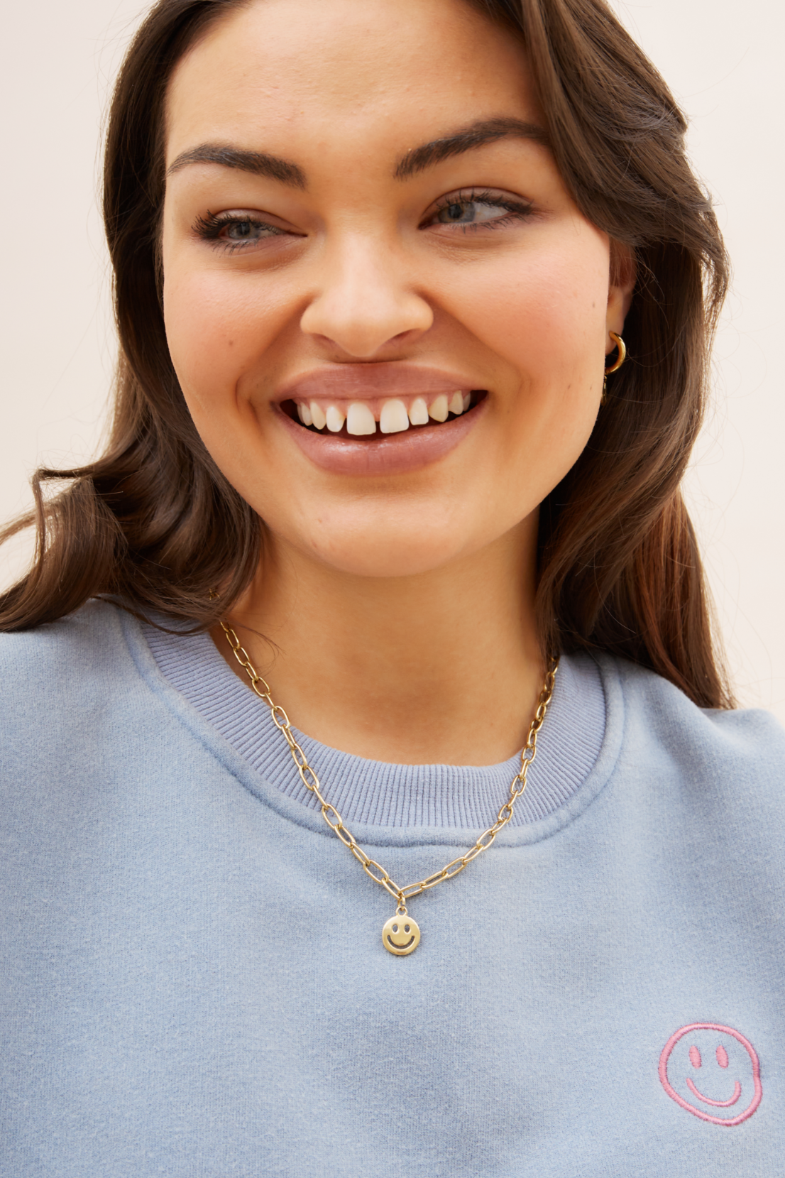O&F Smiley Pendant Necklace