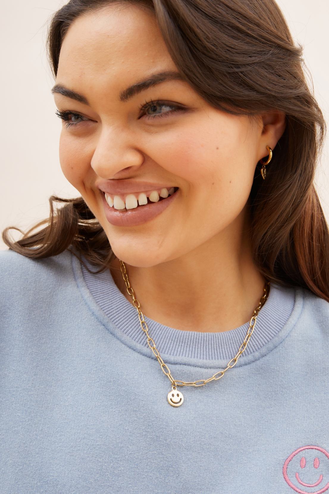 O&F Smiley Pendant Necklace