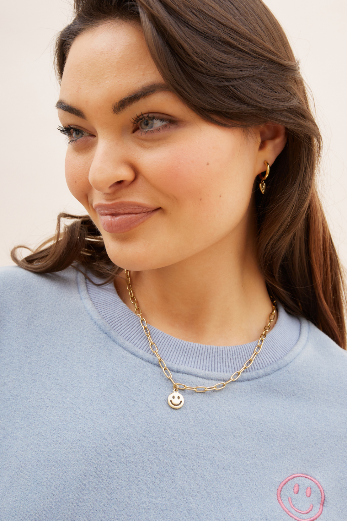 O&F Smiley Pendant Necklace