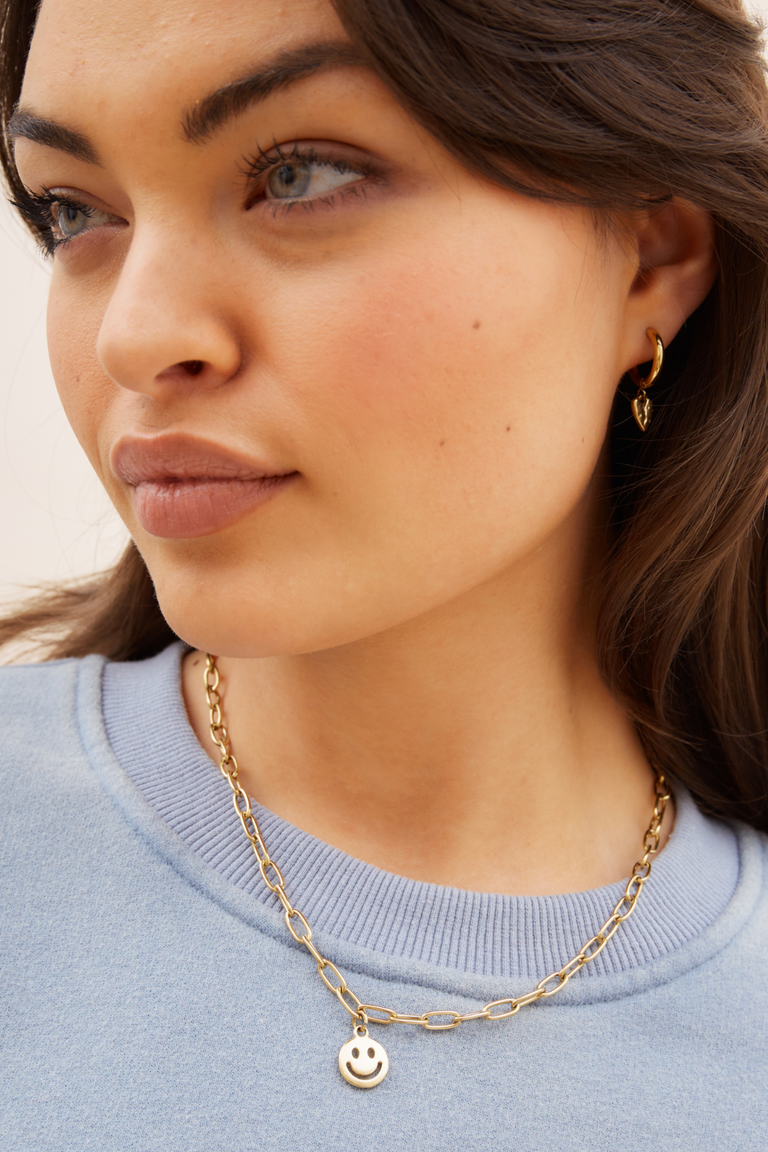 O&F Smiley Pendant Necklace