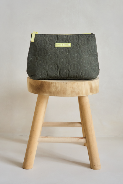 Smiley Quilted Cosmetic Bag
