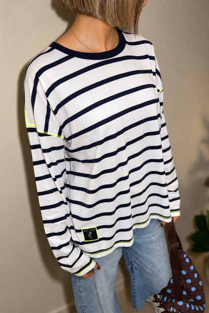 O&F Stripe Pocket Oversize Long Sleeve Tee