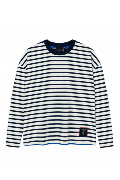 O&F Spliced Stripe Long Sleeve Stripe Tee