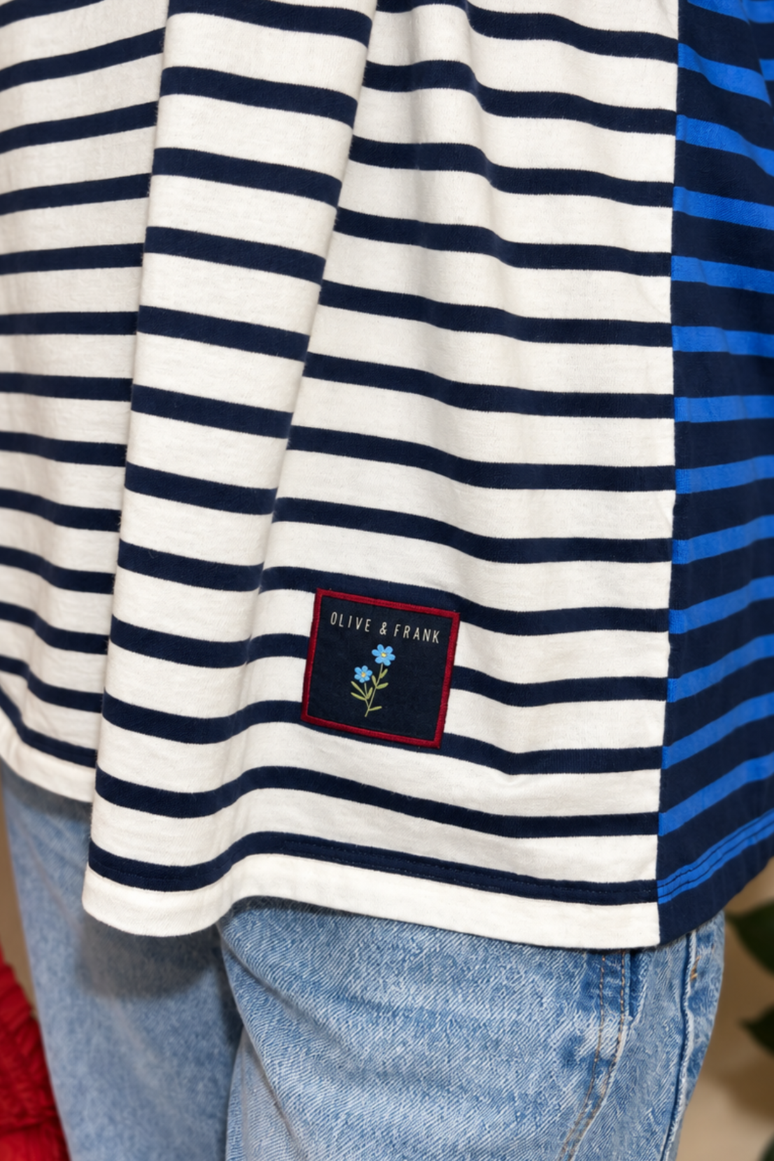 O&F Spliced Stripe Long Sleeve Stripe Tee