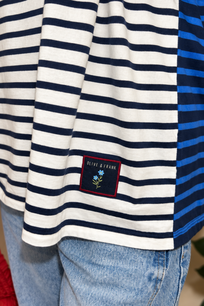 O&F Spliced Stripe Long Sleeve Stripe Tee