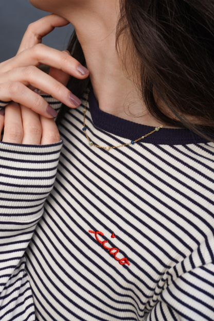 O&F Ciao Long Sleeve Rib Stripe Tee