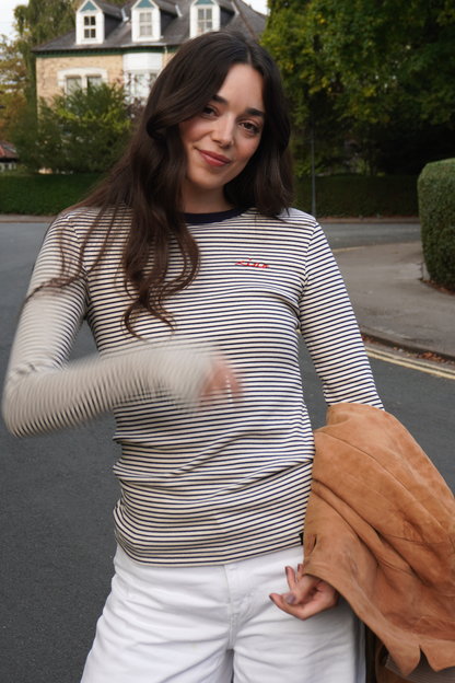 O&F Ciao Long Sleeve Rib Stripe Tee