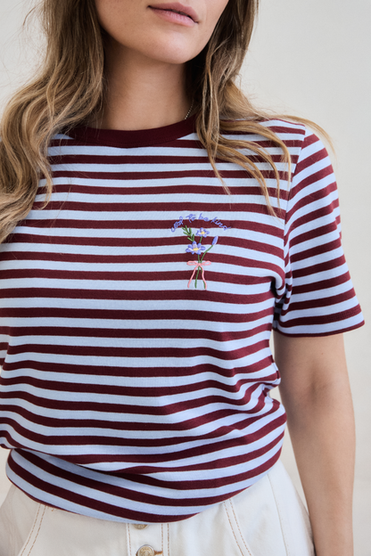 O&F Cool To Be Kind Embroidered Short Sleeve Breton Tee