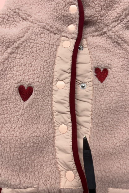 Sample: Heart Embroidered Fleece Jacket - Small