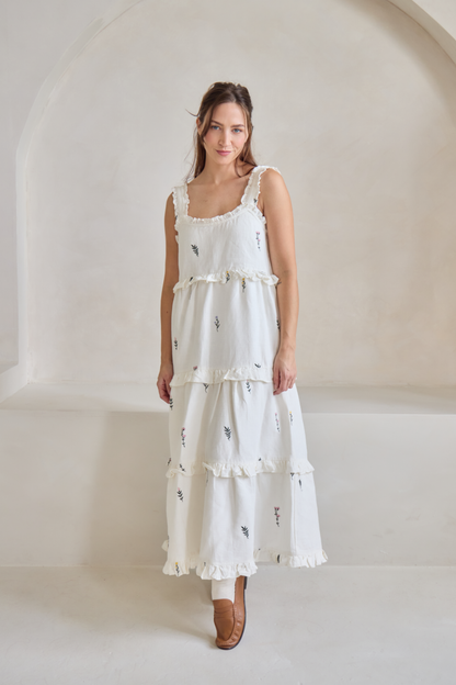 O&F Matilda Floral Embroidered Tiered Sundress