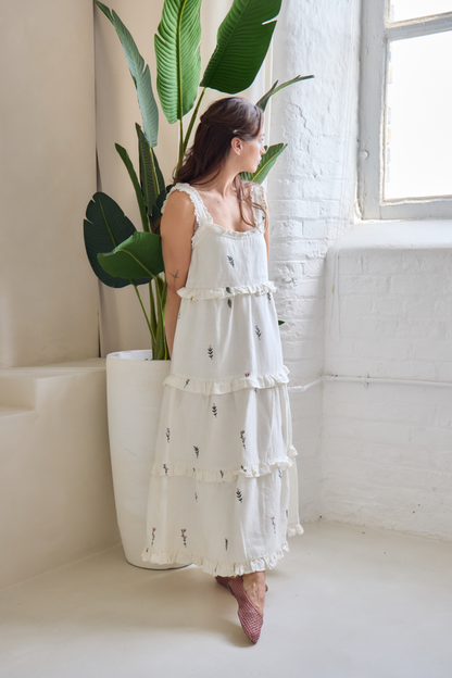 O&F Matilda Floral Embroidered Tiered Sundress