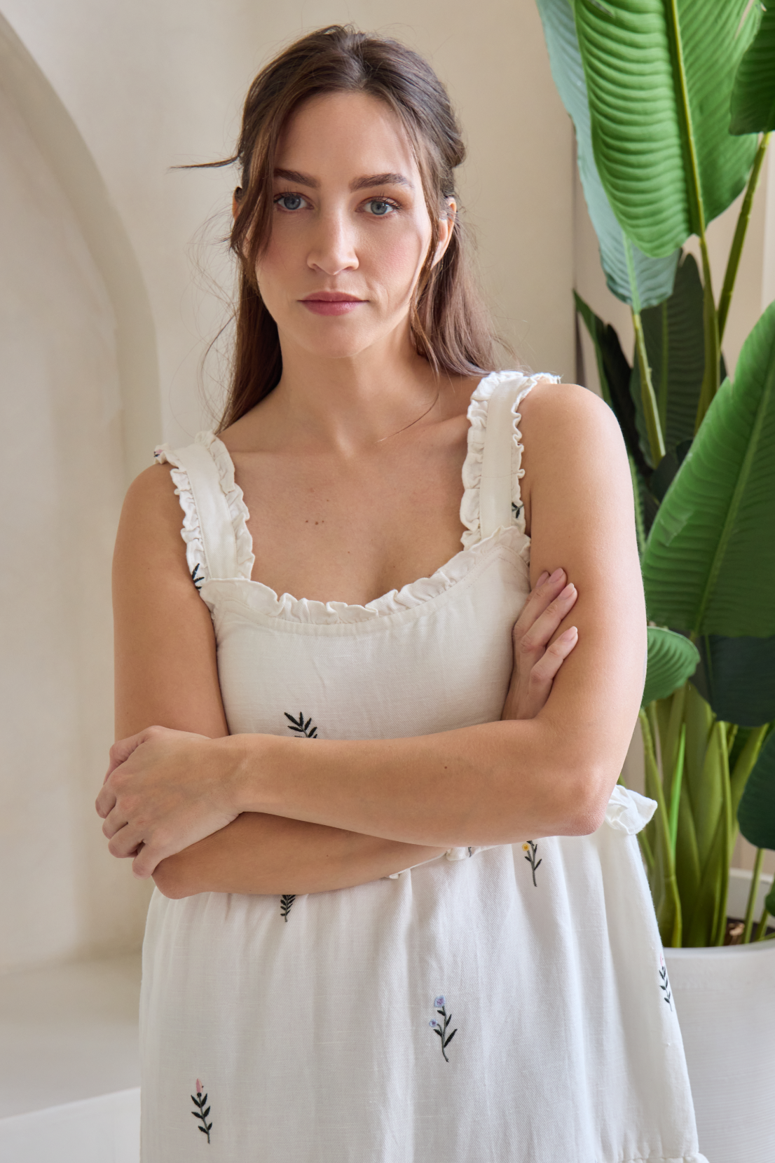 O&F Matilda Floral Embroidered Tiered Sundress