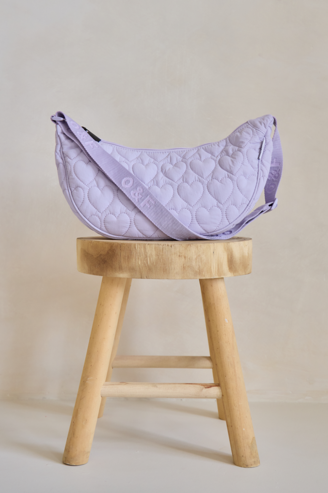 Heart Quilted Cross Body Bag -  Lilac