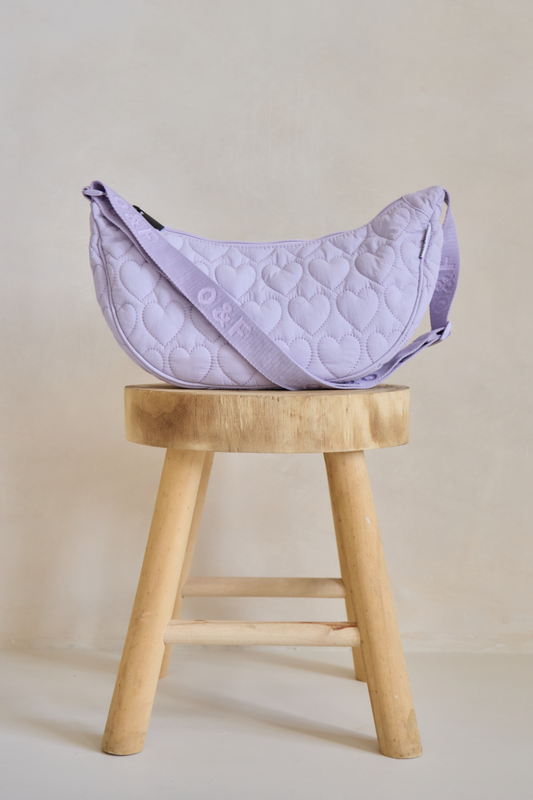Heart Quilted Cross Body Bag -  Lilac