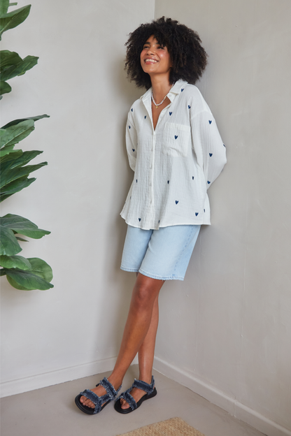 Sample -  Heart Embroidered Shirt - Small and Medium