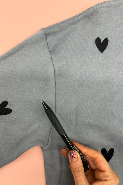 Sample -  Blue Heart Embroidered Sweatshirt - Medium