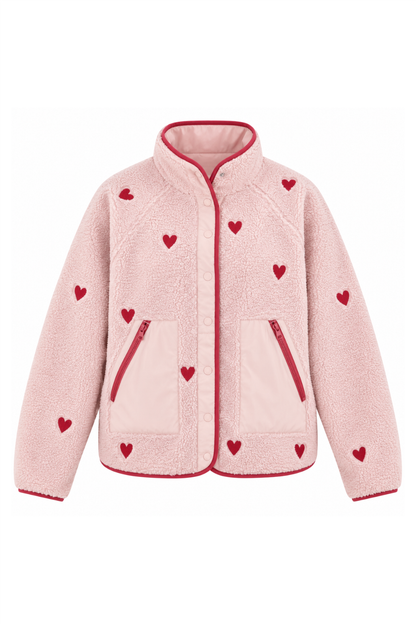 Sample: Heart Embroidered Fleece Jacket - Small