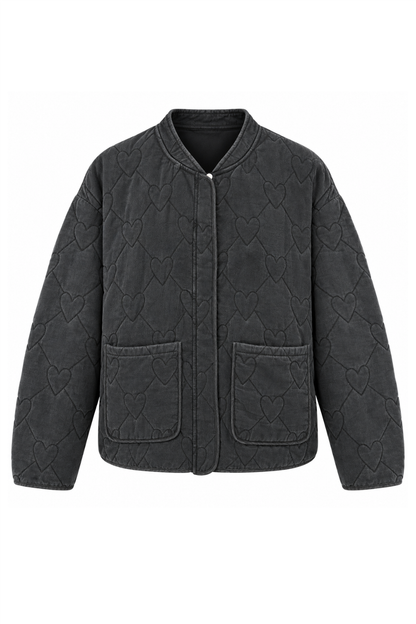 Sample: Washed Black Heart Quilted Jacket - XS