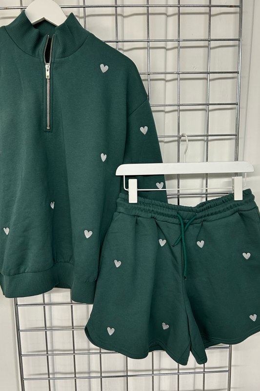 Sample: Heart Embroidered Set - Jade - Small