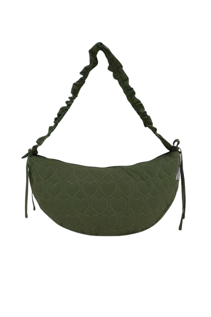 O&F Heart Quilted Sling Bag - Khaki