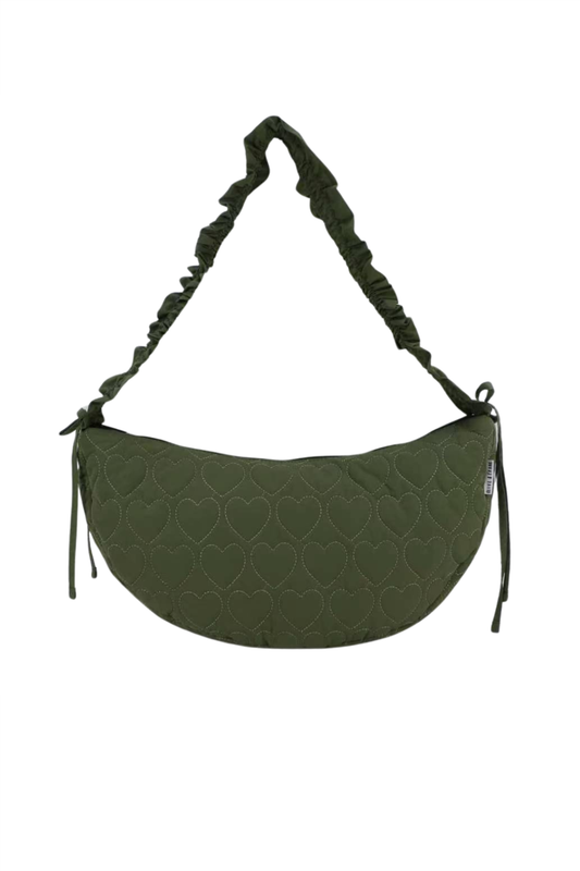 O&F Heart Quilted Sling Bag - Khaki