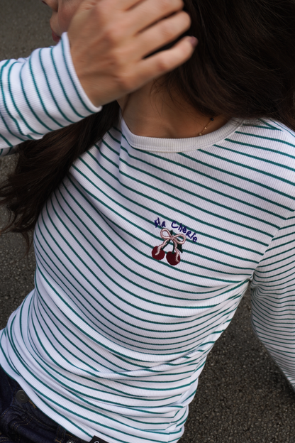 O&F Ma chérie Long Sleeve Rib Stripe Tee