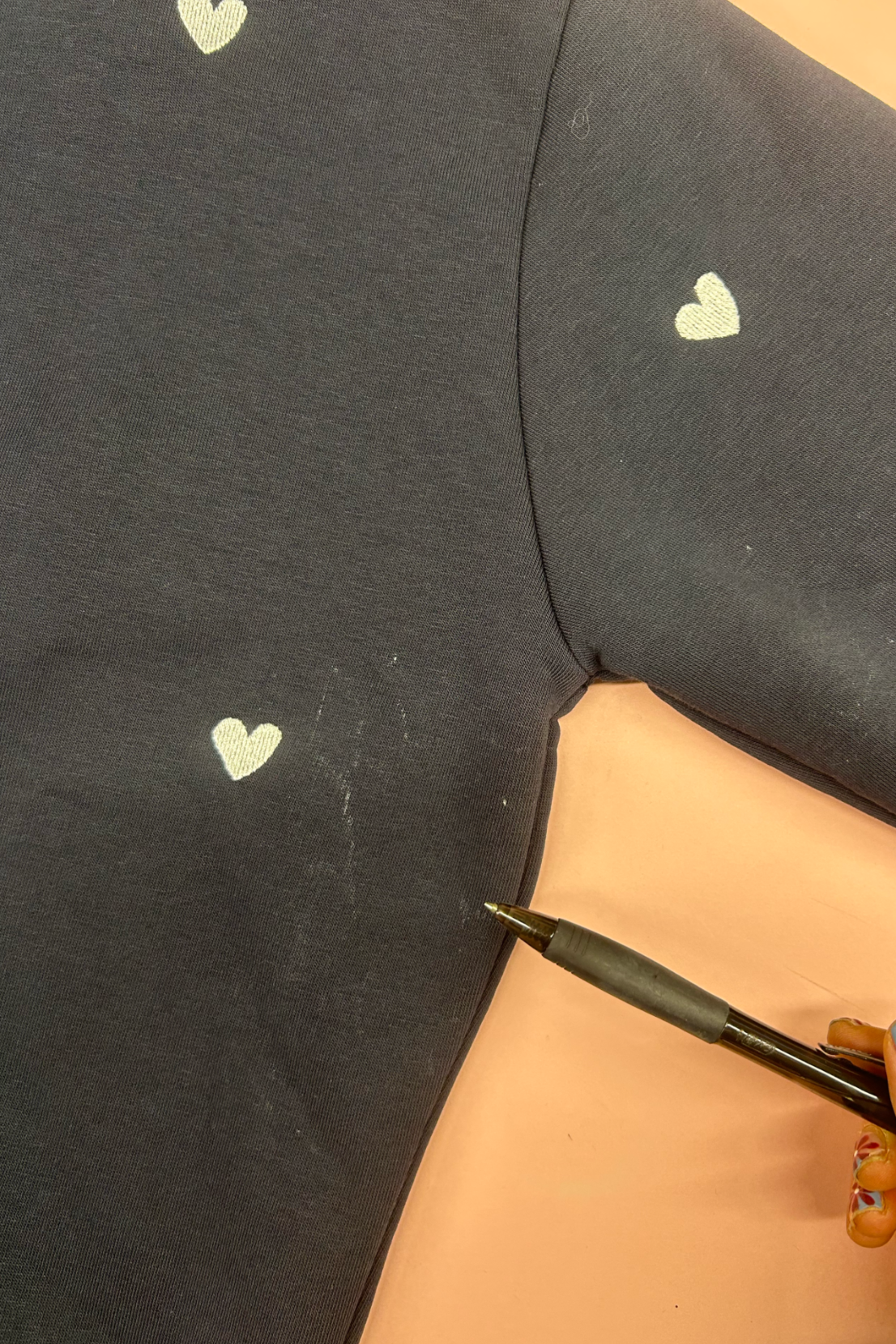 Sample: Navy Heart Embroidered Sweatshirt - Small