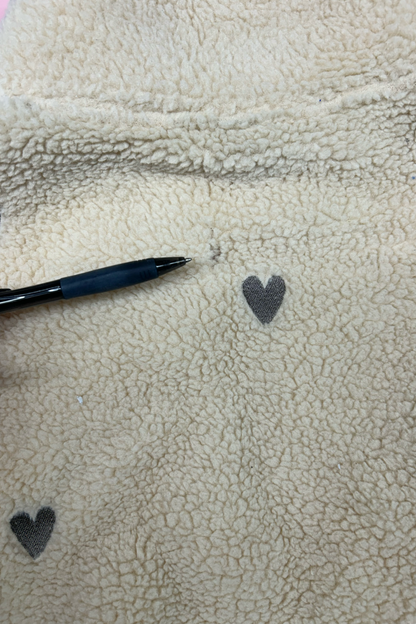 Sample: Heart Embroidered Fleece - Oat - XL