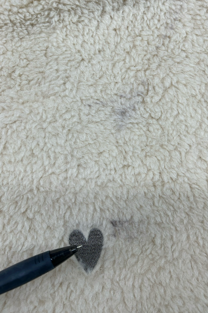 Sample: Heart Embroidered Fleece - Oat - XL