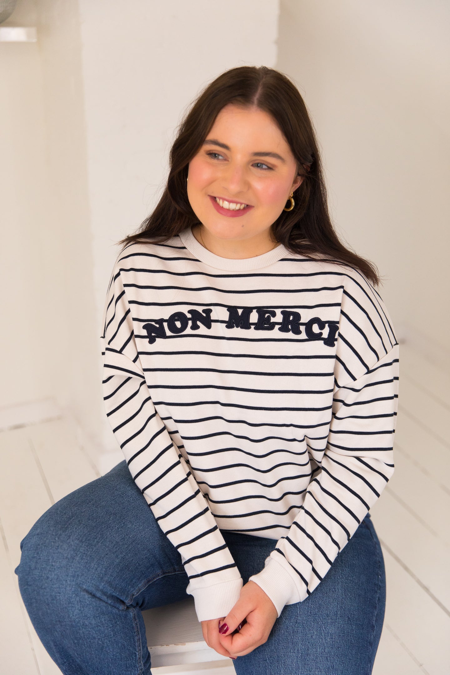 O&F Non Merci Stripe Sweatshirt