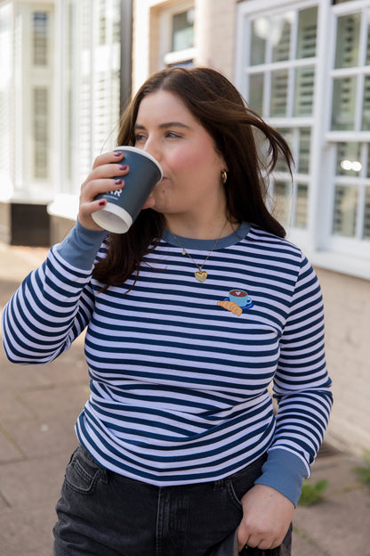O&F Coffee and Croissant Long Sleeve Breton Tee