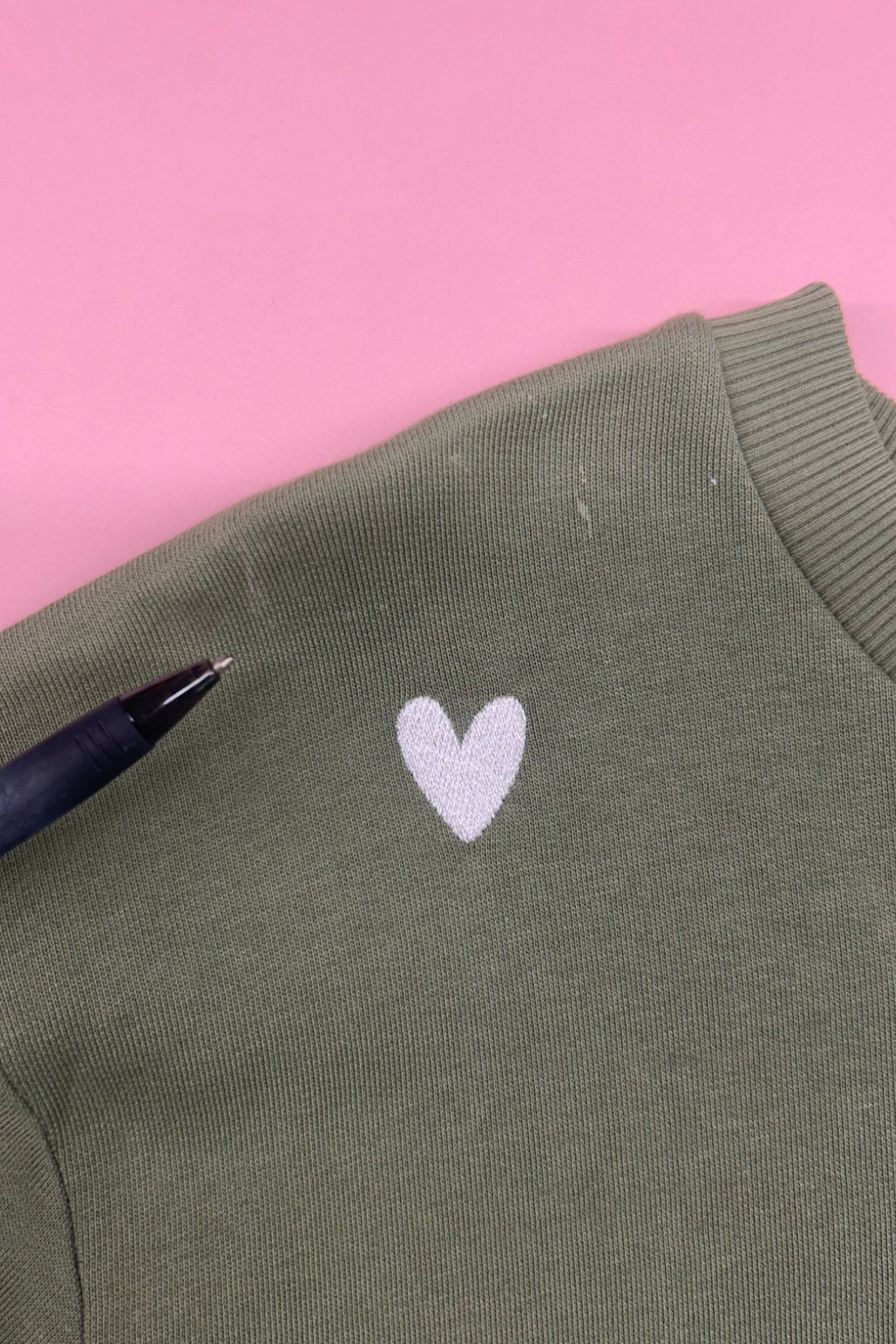 Sample -  Olive Heart Embroidered Sweatshirt - Medium