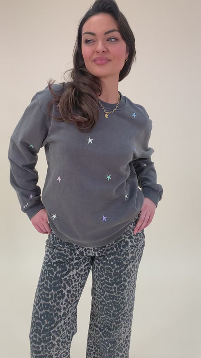 O&F Star Embroidered Washed Sweatshirt