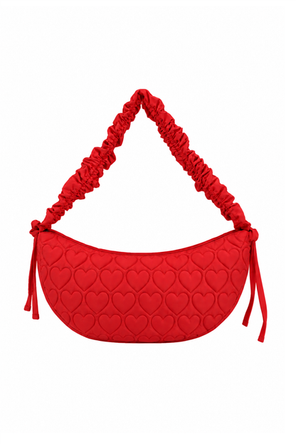 O&F Heart Quilted Sling Bag - Red
