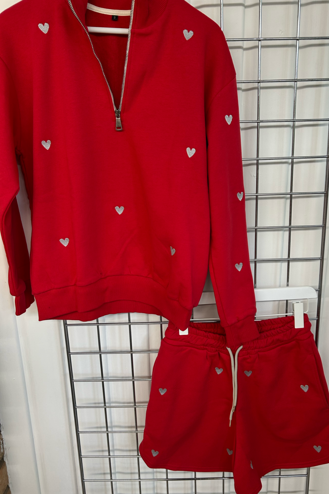 Sample: Heart Embroidered Set - Red - Small