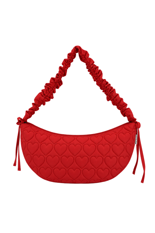 O&F Heart Quilted Sling Bag - Red