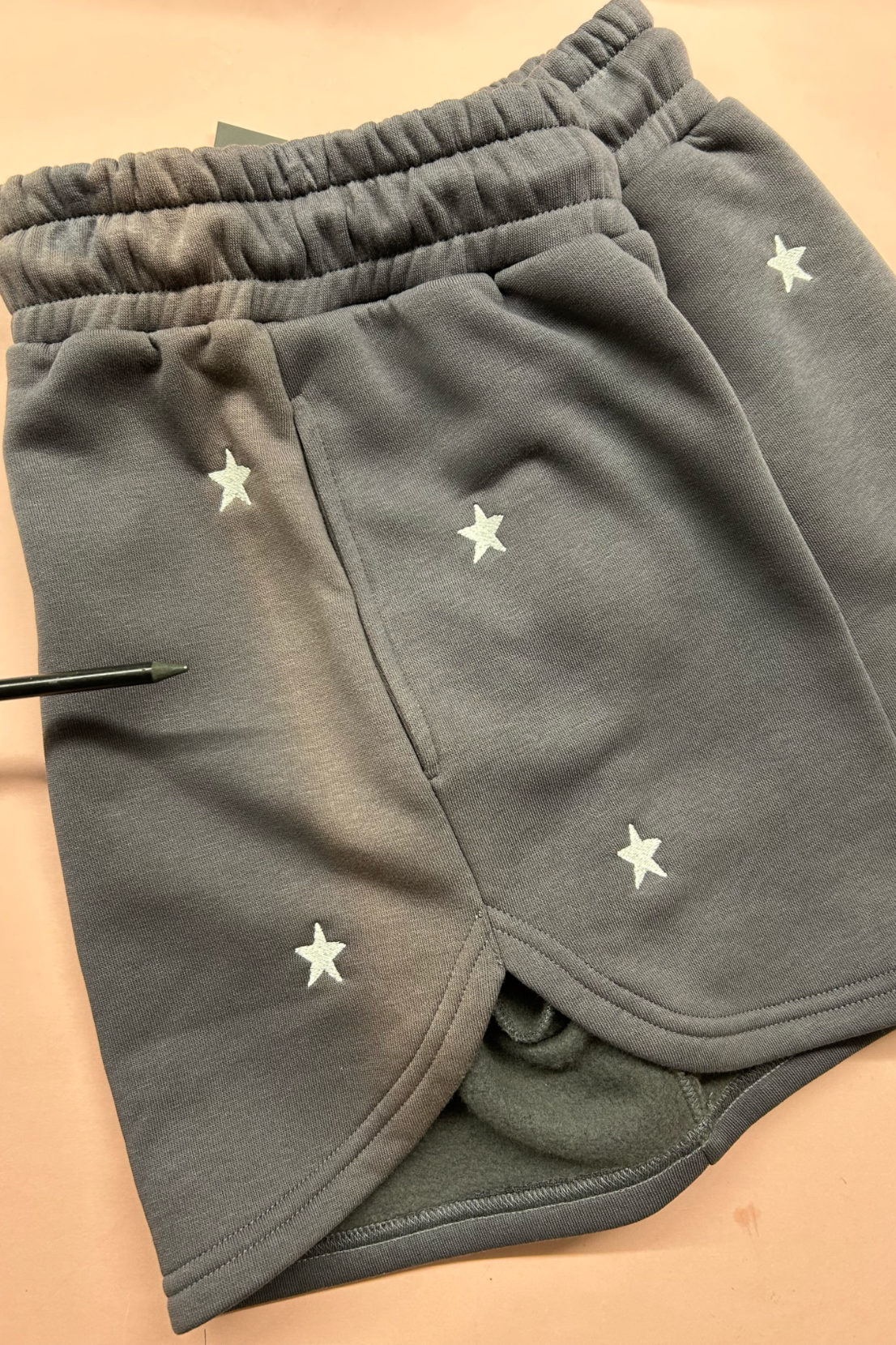 Sample: Star Embroidered Shorts - Grey - Small