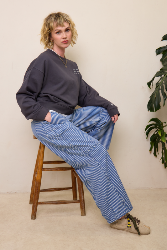 O&F Kit Stripe Trousers - Blue Stripe
