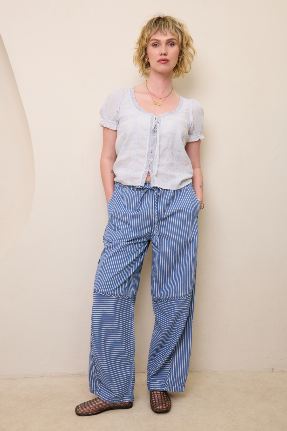 O&F Kit Stripe Trousers - Blue Stripe