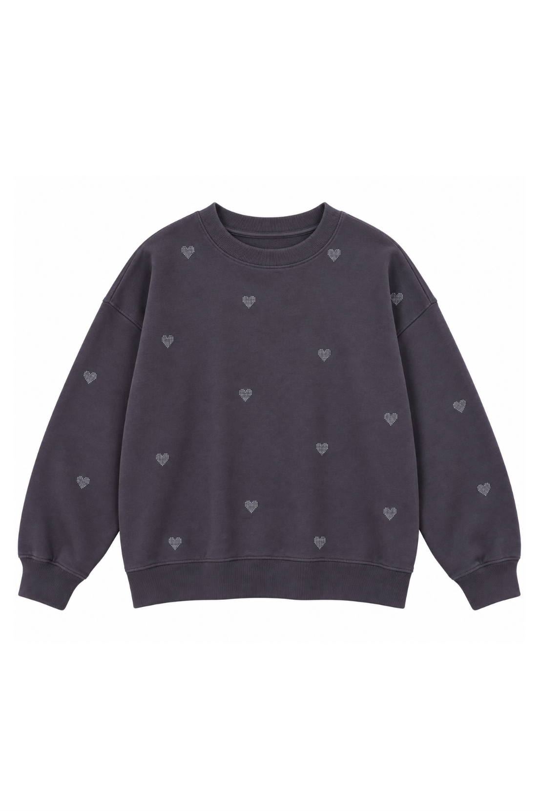 Sample: Heart Embroidered Washed Grey Sweatshirt - Medium