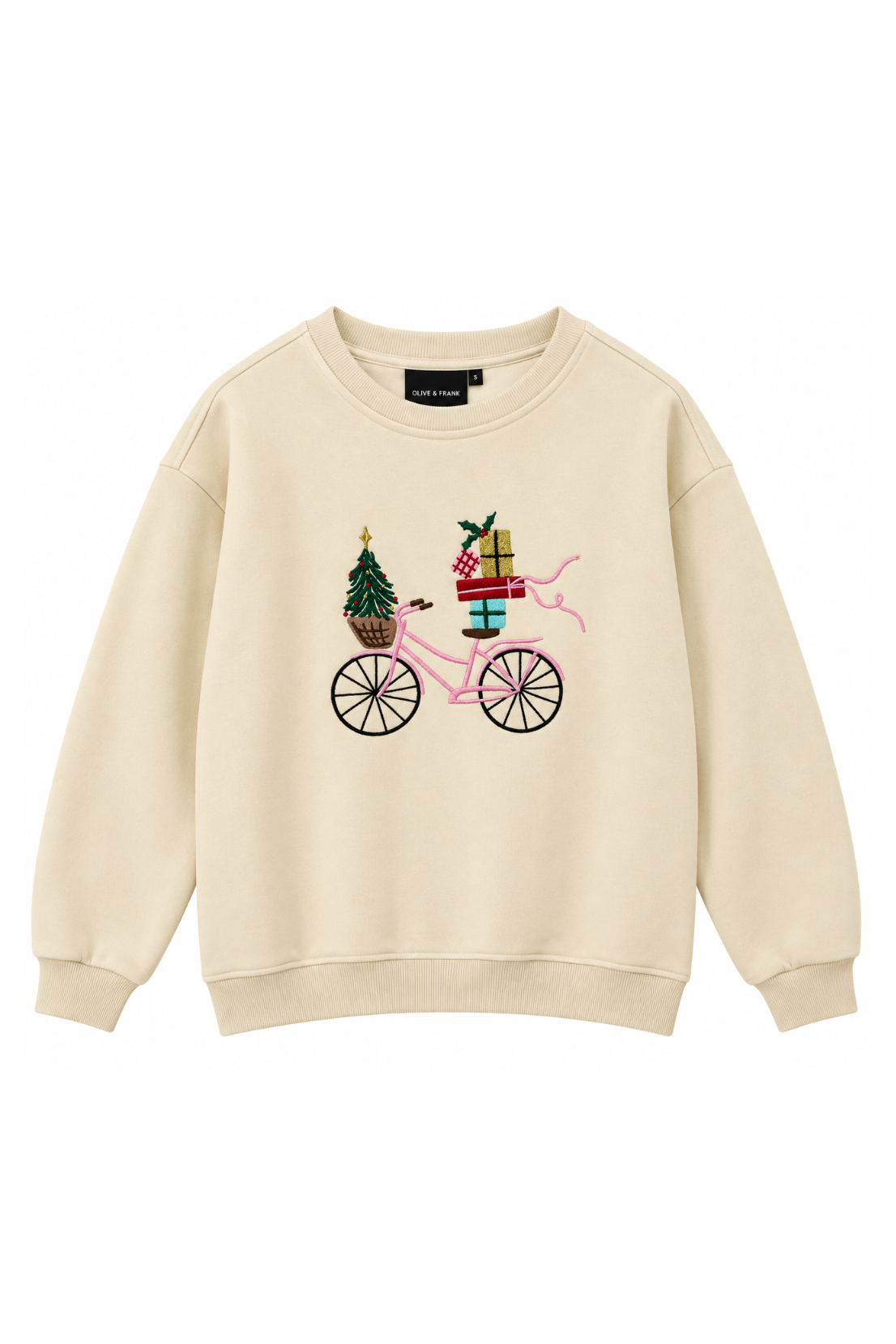 Sample -  Festive Bicycle Sweatshirt - Pink Bike - Small