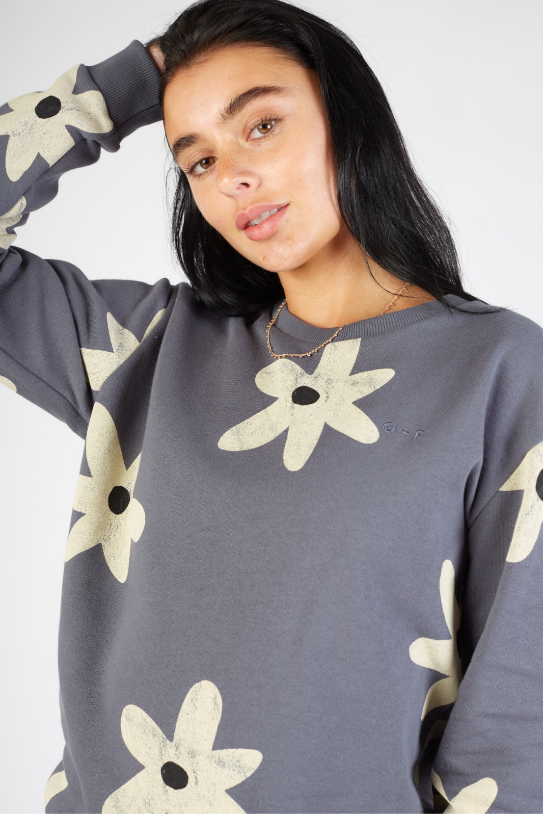 O&F Abstract Flower Print Sweatshirt