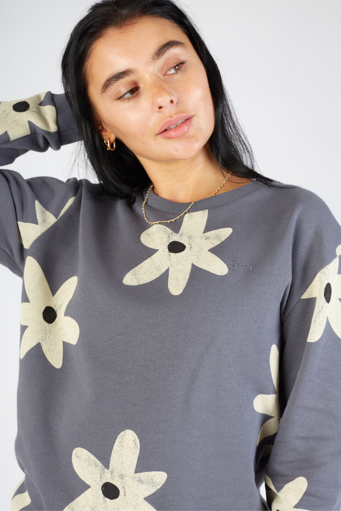 O&F Abstract Flower Print Sweatshirt