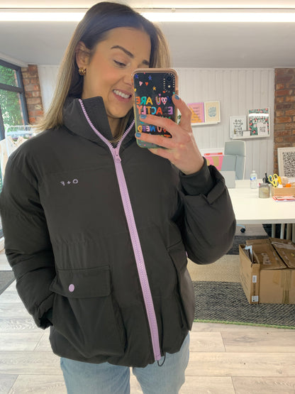 O&F Charcoal Grey Puffer Jacket