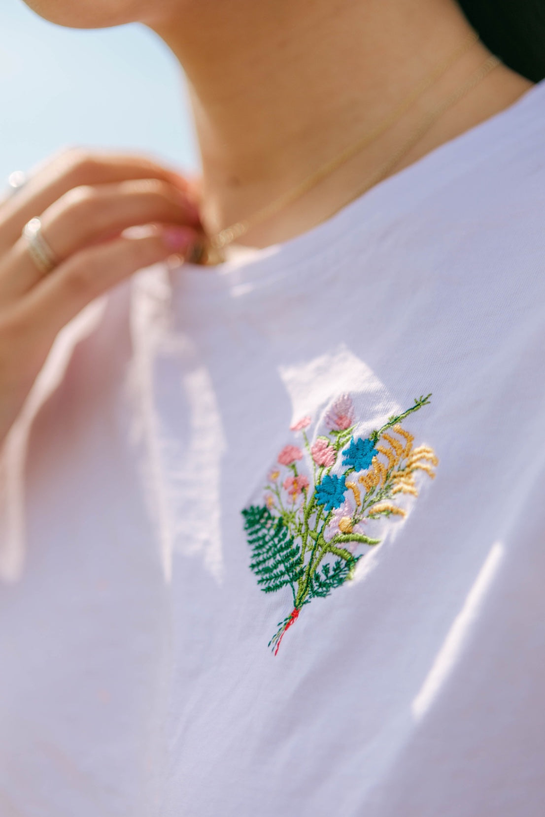 O&F Floral Embroidered Tee