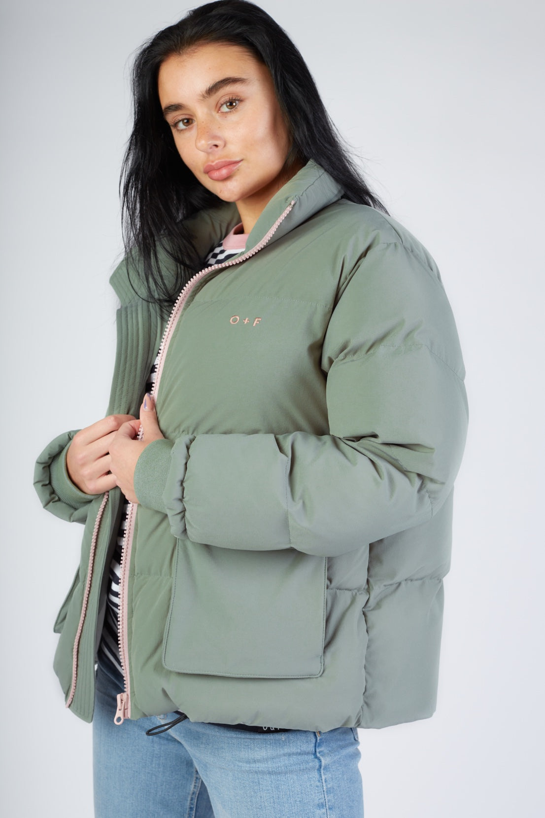 O&F Sage Green Puffer Jacket