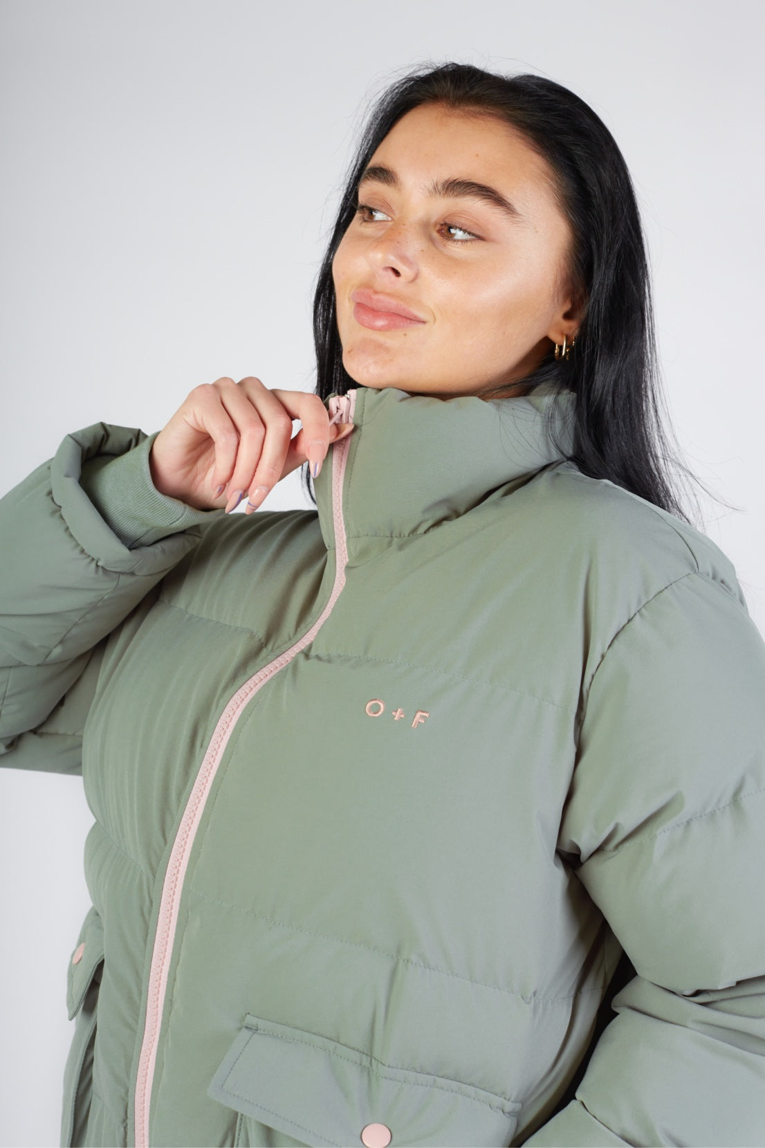 O&F Sage Green Puffer Jacket