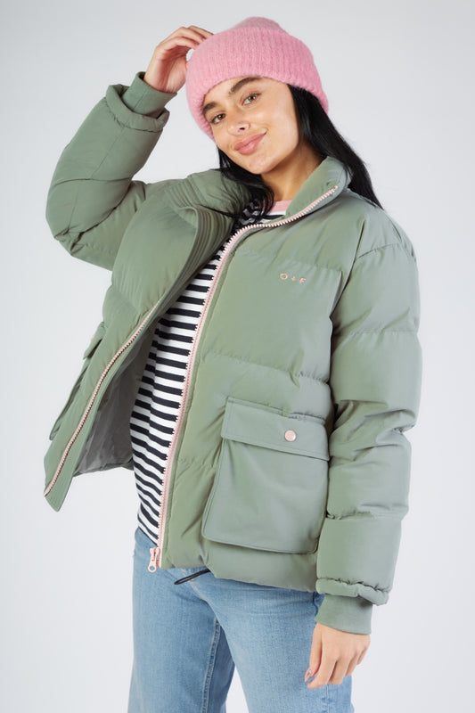 O&F Sage Green Puffer Jacket