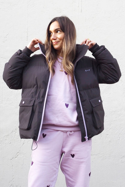 O&F Charcoal Grey Puffer Jacket