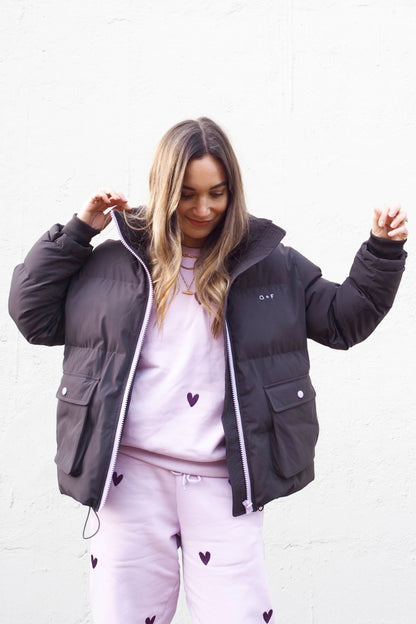 O&F Charcoal Grey Puffer Jacket